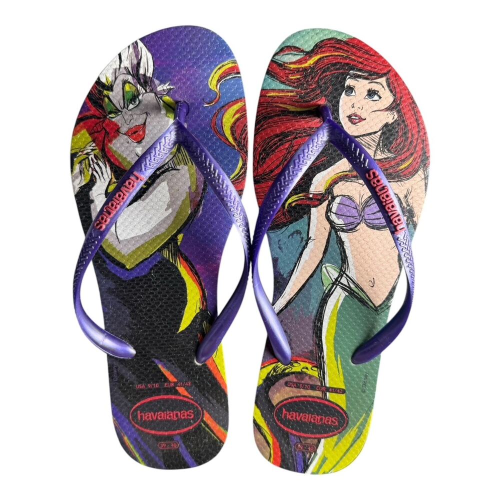 Havaianas Disney Little Mermaid Ariel Ursula Flip Flops Sandals Womens Size 9/10